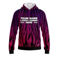 Custom Fully Sublimated Vibrant Zebra Animal Print Pink Performance Sports Pullover Hoodie 5164