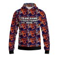 Custom Fully Sublimated Floral Pattern Blue Orange Performance Sports Pullover Hoodie 5168