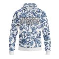 Custom Fully Sublimated Watercolor Floral Pattern Blue White Performance Sports Pullover Hoodie 5176
