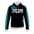 Custom Fully Sublimated Sport Neon Pattern Black Teal Performance Sports Pullover Hoodie 5194