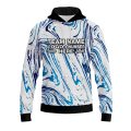 Custom Fully Sublimated Wave Fishing Pattern Blue Performance Sports Pullover Hoodie 5200