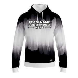 Custom Fully Sublimated Brushed Tie Dye Pattern Black White Performance Sports Pullover Hoodie 5214