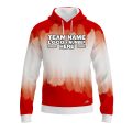 Custom Fully Sublimated Brushed Tie Dye Pattern Red White Performance Sports Pullover Hoodie 5216