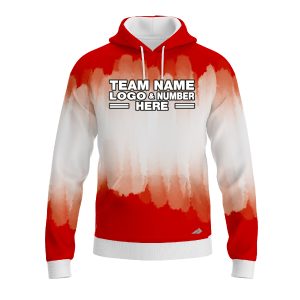 Custom Fully Sublimated Brushed Tie Dye Pattern Red White Performance Sports Pullover Hoodie 5216
