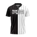 Custom Fully Sublimated Vertical Stripes Four Pattern Black White Performance Baseball Softball Two Buttons Jersey 5345