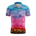 Custom Fully Sublimated Clouds Disc Golf Pattern Tie Dye Performance Polo Shirt 5489