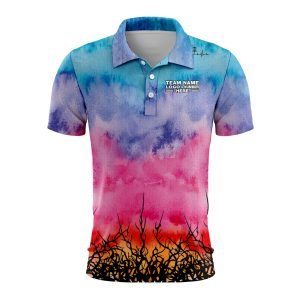 Custom Fully Sublimated Clouds Disc Golf Pattern Tie Dye Performance Polo Shirt 5489