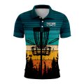 Custom Fully Sublimated Sunset Forest Disc Golf Pattern Performance Polo Shirt 5503