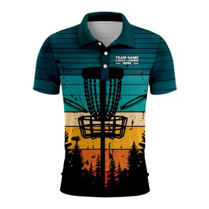 Custom Fully Sublimated Sunset Forest Disc Golf Pattern Performance Polo Shirt 5503