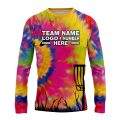 Custom Fully Sublimated Rainbow Disc Golf Pattern Tie Dye Performance Long Sleeves 5546