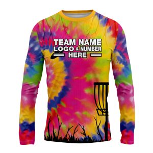 Custom Fully Sublimated Rainbow Disc Golf Pattern Tie Dye Performance Long Sleeves 5546