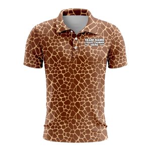 Custom Fully Sublimated Natural Giraffe Animal Print  Performance Polo Shirt 5661