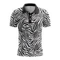 Custom Fully Sublimated Zebra Skin Print Black White Performance Polo Shirt 5762