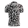 Custom Fully Sublimated Monochrome Leopard Animal Print Black White Performance Polo Shirt 5776
