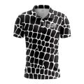 Custom Fully Sublimated Elegant Giraffe Animal Print Black White Performance Polo Shirt 5783