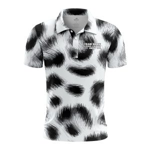 Custom Fully Sublimated Elegant Dynamic Animal Print Black White Performance Polo Shirt 5804