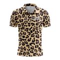 Custom Fully Sublimated Classic Cheetah Animal Print Black Brown Gold Performance Polo Shirt 5818