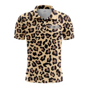 Custom Fully Sublimated Classic Cheetah Animal Print Black Brown Gold Performance Polo Shirt 5818