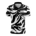 Custom Fully Sublimated Vibrant Monochrome Swirl Print Black White Performance Polo Shirt 5867