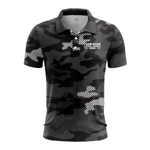 Custom Fully Sublimated Cool Camo Pattern Blue White Performance Polo Shirt 5874