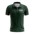 Custom Fully Sublimated Green Leaf Floral Pattern Green Black Performance Polo Shirt 5888