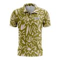 Custom Fully Sublimated Olive Floral Pattern Green White Performance Polo Shirt 5895