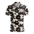 Custom Fully Sublimated Monochrom Floral Pattern White Black Performance Polo Shirt 5902