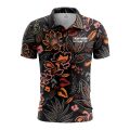 Custom Fully Sublimated Bohemio Floral Two Pattern Black Multicolor Performance Polo Shirt 5923