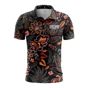 Custom Fully Sublimated Bohemio Floral Two Pattern Black Multicolor Performance Polo Shirt 5923