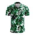Custom Fully Sublimated Palm Leaf Floral  Pattern White Green Performance Polo Shirt 5958