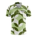 Custom Fully Sublimated Contemporary Leaf Floral Pattern White Green Performance Polo Shirt 5986