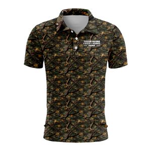Custom Fully Sublimated Forest Camo Pattern Two Performance Polo Shirt 5979