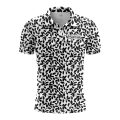 Custom Fully Sublimated Elegant Leaf Floral Pattern White Black Teal Performance Polo Shirt 6042