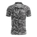 Custom Fully Sublimated Monochrome Botanical Floral Two Pattern White Black Performance Polo Shirt 6056