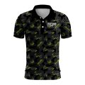 Custom Fully Sublimated Sports Camo Pattern Neon Green Black Performance Polo Shirt 6063