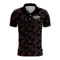 Custom Fully Sublimated Sports Camo Pattern Neon Red Black Performance Polo Shirt 6091