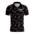Custom Fully Sublimated Sports Camo Pattern Pink Black Performance Polo Shirt 6119