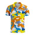 Custom Fully Sublimated Vibrant Camo Pattern Texture Multicolor Two Performance Polo Shirt 6141