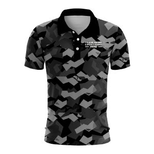 Custom Fully Sublimated Sports Camo Pattern Texture Dark Performance Polo Shirt 6169