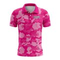 Custom Fully Sublimated Sports Camo Pattern Texture Pink Performance Polo Shirt 6176