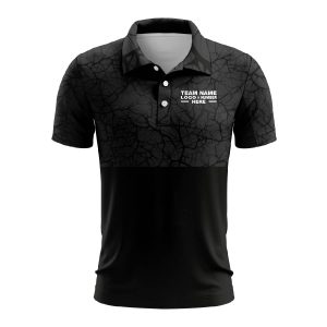 Custom Fully Sublimated Forest Camo Pattern Texure Black Performance Polo Shirt 6190