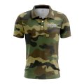 Custom Fully Sublimated Classic Camo Pattern Dark Green Brown Black Performance Polo Shirt 6232