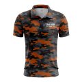 Custom Fully Sublimated Urban Camo Pattern Black Gray Orange Black Performance Polo Shirt 6260