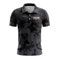 Custom Fully Sublimated Stealth Camo Pattern Black Gray Performance Polo Shirt 6288