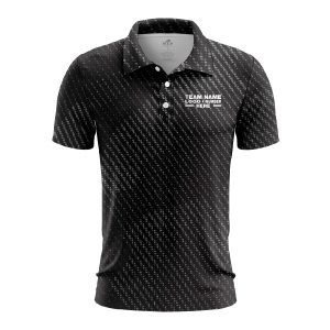 Custom Fully Sublimated Urban Night Camo Pattern Black Gray Performance Polo Shirt 6302