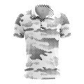Custom Fully Sublimated Pixel Camo Pattern White Black Performance Polo Shirt 6323