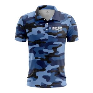 Custom Fully Sublimated Blues Classic Camo Pattern Performance Polo Shirt 6358