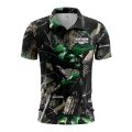Custom Fully Sublimated Forest Floor Camo Pattern Black Green Performance Polo Shirt 6379