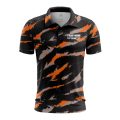 Custom Fully Sublimated Claws Camo Pattern Black Orange Performance Polo Shirt 6421