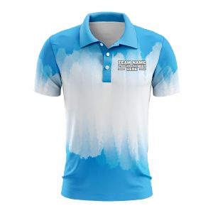 Custom Fully Sublimated Brushed Tie Dye Pattern SkyBlue White Performance Polo Shirt 6505